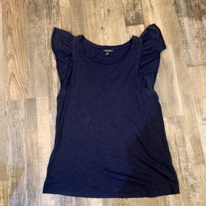Banana Republic Navy Blue Ruffle Butterfly Sleeve Top Shirt